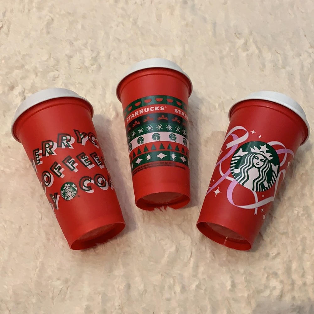 3 Reusable Starbucks Red Cups 2019, 2020, 2021